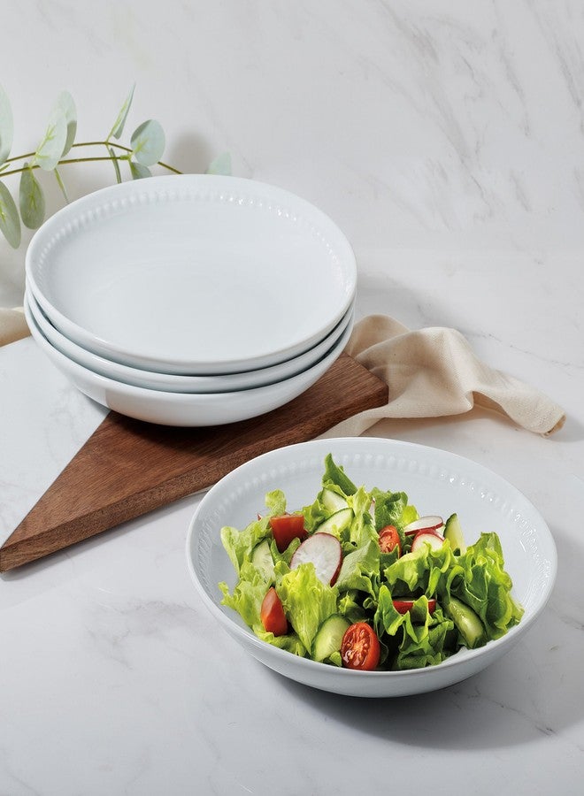 Everyday White طقم أطباق سلطة كوبيه من فيتز آند فلويد، أبيض يومي، مزين بالخرز، مكون من 4 قطع، 8.5 بوصة - Image 5