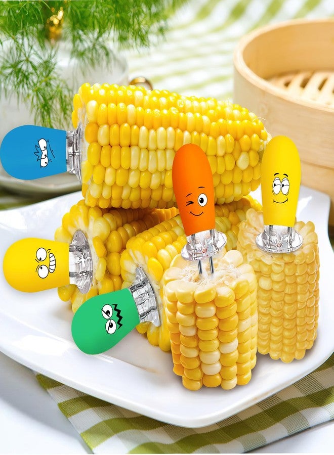 AUGSUN Corn Holders, 10Pcs/5 Pairs Corn Cob Holders Sets, Funny Faces Stainless Steel Corn on The Cob Holders BBQ Fork Skewers for Home Cooking Parties Camping (Multicolor) - Image 4
