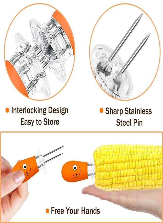 AUGSUN Corn Holders, 10Pcs/5 Pairs Corn Cob Holders Sets, Funny Faces Stainless Steel Corn on The Cob Holders BBQ Fork Skewers for Home Cooking Parties Camping (Multicolor) - Image 3