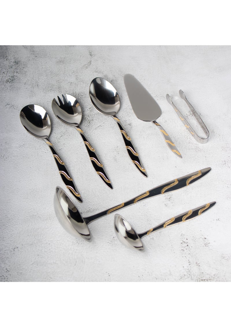 Hic Cutlery set stainless steel spoons and forks with piano shaped wood box 84 pcs  - Image 5