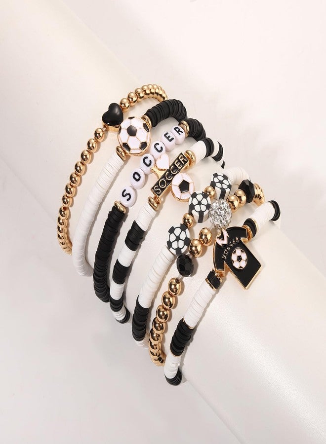 BVGA Soccer Bracelets for Women Soccer Ball Charms Bracelet Heishi Beaded Bracelets Game Day Outfits Jewelry Soccer Mom Accessories Sports Fans Party Favors Gifts (Style C) - Image 5