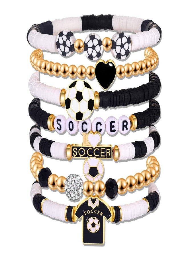 BVGA Soccer Bracelets for Women Soccer Ball Charms Bracelet Heishi Beaded Bracelets Game Day Outfits Jewelry Soccer Mom Accessories Sports Fans Party Favors Gifts (Style C) - Image 1