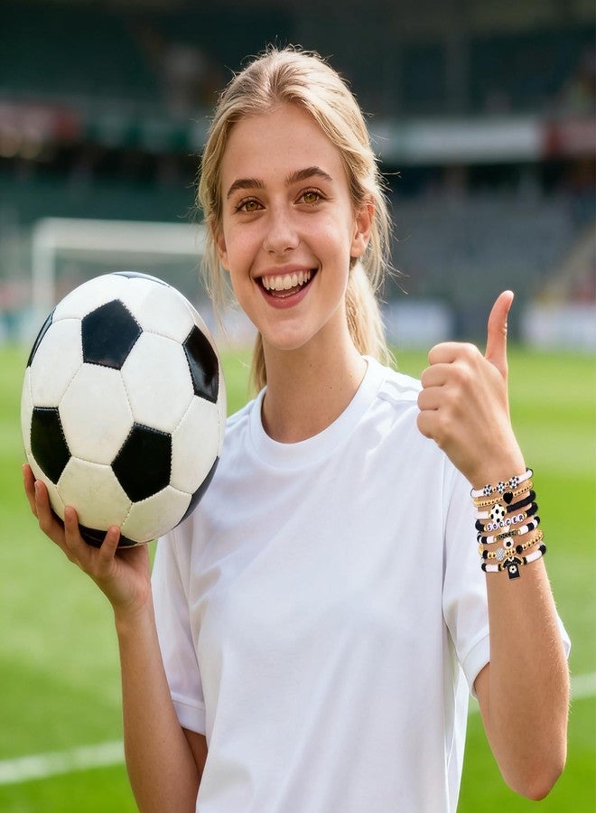 BVGA Soccer Bracelets for Women Soccer Ball Charms Bracelet Heishi Beaded Bracelets Game Day Outfits Jewelry Soccer Mom Accessories Sports Fans Party Favors Gifts (Style C) - Image 2