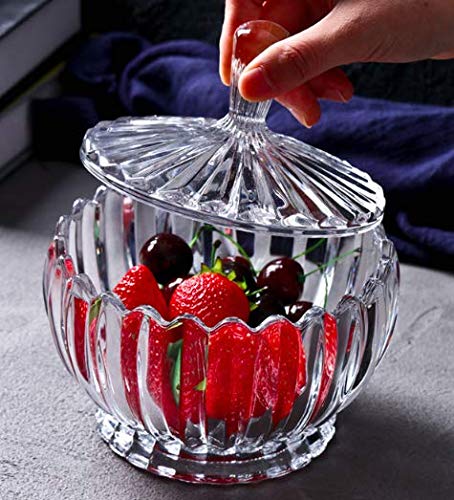 HOMIES INTERNATIONAL Homies Set of 2 Piece Crystal Glass Lotus Pattern Candy Sugar jar Serving Bowl Dish Clear  - Image 2