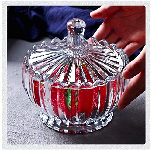 HOMIES INTERNATIONAL Homies Set of 2 Piece Crystal Glass Lotus Pattern Candy Sugar jar Serving Bowl Dish Clear  - Image 3
