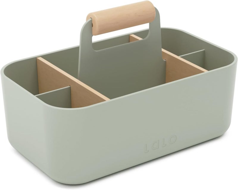 Lalo The Caddy - Multi-Purpose Storage Solution with Removable Dividers, Perfect as a Diaper Caddy, Bath Time Organizer & Art Caddy, BPA-Free, Multiple Compartments - Sage - Image 1