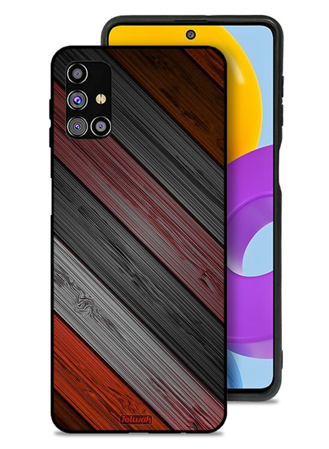 Tolwak Samsung Galaxy M31s Protective Case Cover Colored Wooden Pattern - Image 1