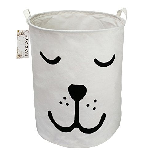FANKANG Storage Basket Nursery Hamper Canvas Laundry Basket Foldable with Waterproof PE Coating Large Storage Baskets for Kids Boys and Girls Office Bedroom ClothesToysDog