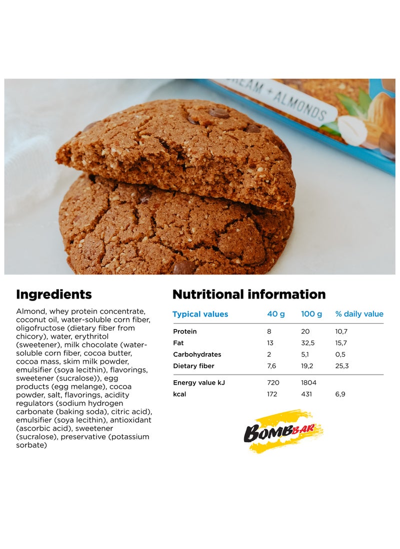 BOMBBAR - Keto Cookies with Chocolate Cream and Almonds 12x40g - Image 1