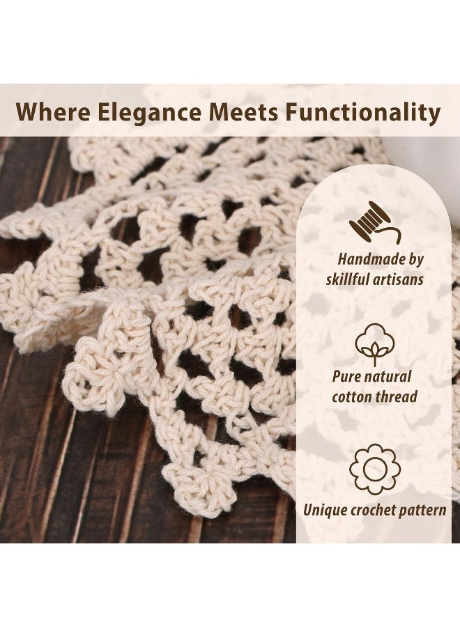kilofly Crochet Cotton Lace Table Placemats Doilies Value Pack, 4pc, Beige, Net, 6 inch - Image 5