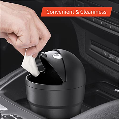 TANTRA Black Car Dustbin Small - All Cars Accessories, Car Trash Bins with Lid, Perfect Size Fits Car Cup Holder in Console Or Door - Discreet Trash Management for Your Car, Black(Plastic, Open-Top) - Image 3