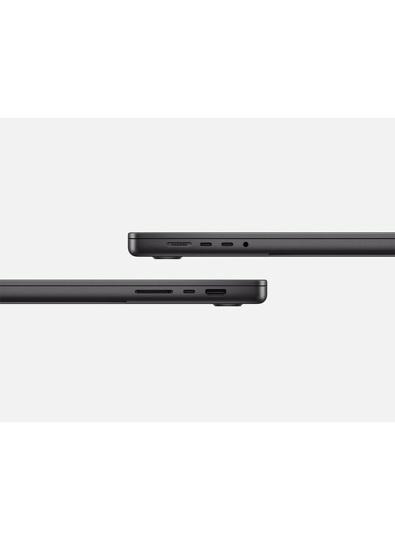 ابل  ماك بوك برو MX2Y3 بشاشة 16.2 بوصة، معالج M4 Pro رباعي النواة، معالج رسوميات عشروني النواة | ذاكرة وصول عشوائي 48 جيجابايت | قرص صلب SSD بسعة 512 جيجابايت | نظام macOS | متوفر باللغتين الإنجليزية والعربية | لون أسود فلكي الإنجليزية/العربية - Image 3