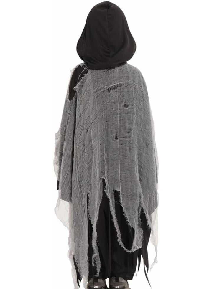 Home Smart Grim Reaper Costume Dress for Boys and Girls Halloween Fancy Dress for Stage Performance Themed Party and Party Favor (Black and Grey) - Image 3