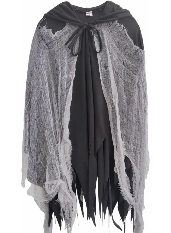 Home Smart Grim Reaper Costume Dress for Boys and Girls Halloween Fancy Dress for Stage Performance Themed Party and Party Favor (Black and Grey) - Image 4