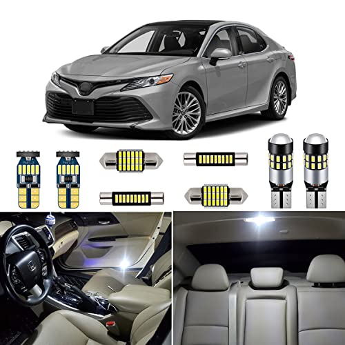 AUTOGINE مجموعة إضاءة داخلية LED بيضاء مكونة من 13 قطعة لسيارة تويوتا كامري 2012 2013 2014 2015 2016 2017 2018 2019 2020، مصابيح LED داخلية فائقة السطوع 6000K + أداة تركيب - Image 1