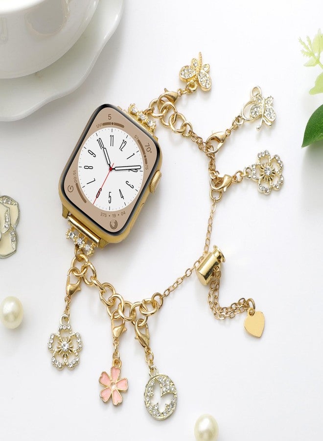PENKEY Metal Band Compatible with Apple Watch 38mm 40mm 41mm 42mm 44mm 45mm 49mm, Bling Bracelet with Charms Dressy Pendants Straps for iWatch Ultra SE & Series 9 8 7 6 5 4 3 2, Butterfly, 38/40/41mm - Image 2
