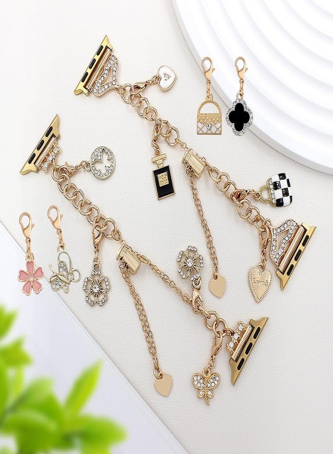 PENKEY Metal Band Compatible with Apple Watch 38mm 40mm 41mm 42mm 44mm 45mm 49mm, Bling Bracelet with Charms Dressy Pendants Straps for iWatch Ultra SE & Series 9 8 7 6 5 4 3 2, Butterfly, 38/40/41mm - Image 4