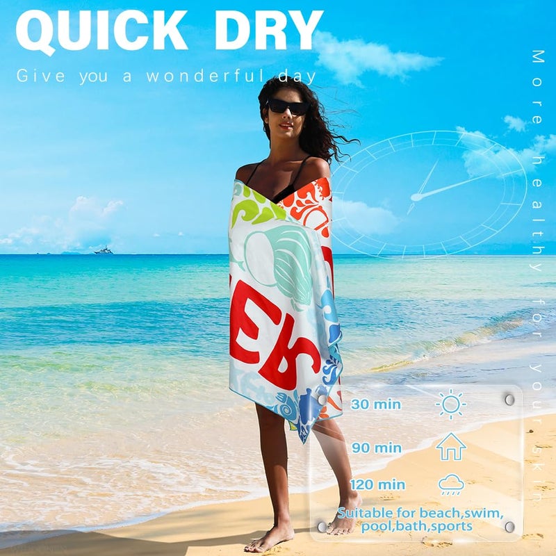 Widdonen Microfiber Lightweight Beach Towel Sand Free Quick Dry Absorbent Thin Compact Towels for Swimming Pool Camping Beach Accessories Large Easy Pack Travel Things for Vacation Essentials Gift - Image 5
