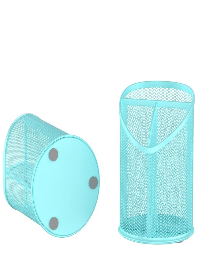 Delifox 2 Pack Pen Holder Mesh Round Pencil (Blue) - Image 3