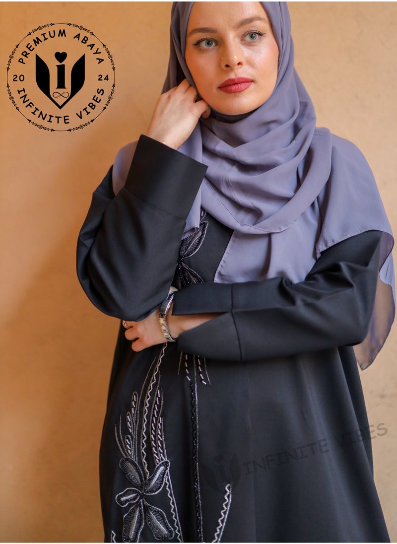 Black Abaya with Handcrafted Details with Sheila - Neda Japan Fabric - pzsku/ZF62904843751B8190F43Z/45/_/1709908232/e131650d-7376-4d31-a616-ef962ec1677d