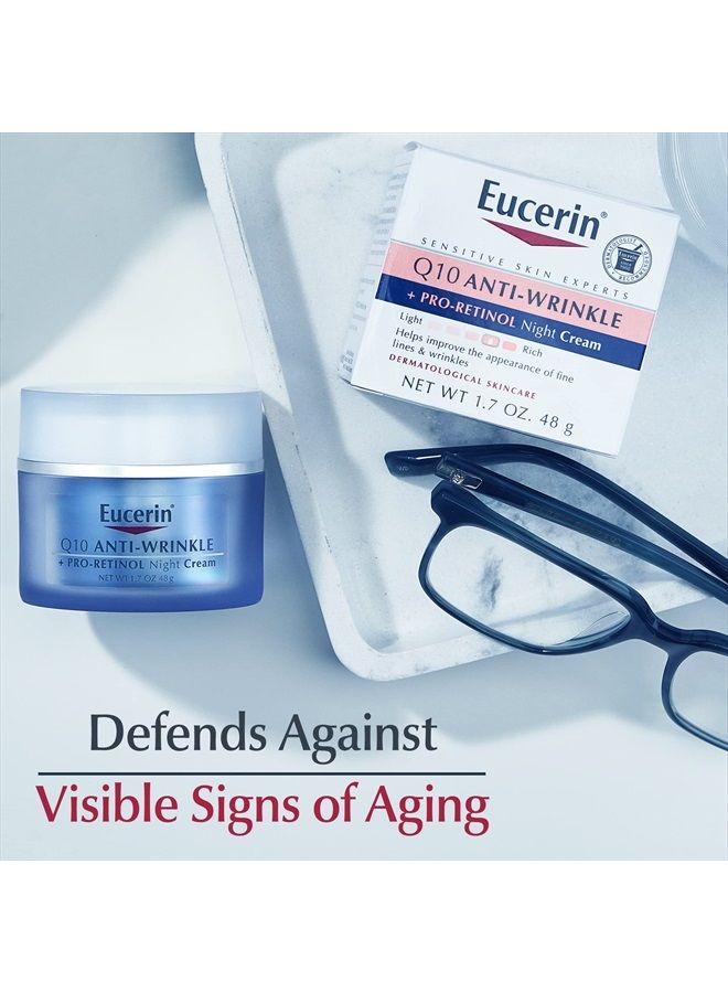 Eucerin Q10 Anti-Wrinkle Night Cream + Pro-Retinol, Facial Cream for Sensitive Skin, 1.7 Oz Jar - Image 4