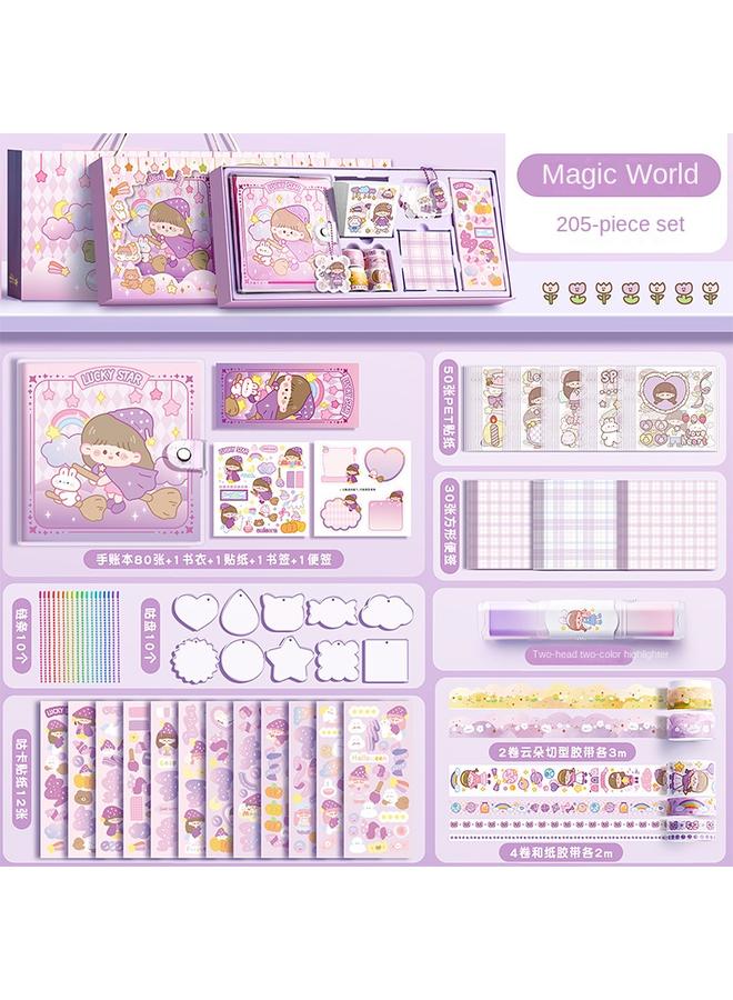 Bluejw Sticker Hand Account Suit Gift Box Full Set Of Tools With Love Primary School Students Hand Account Suit Girl Birthday Gift - Image 1