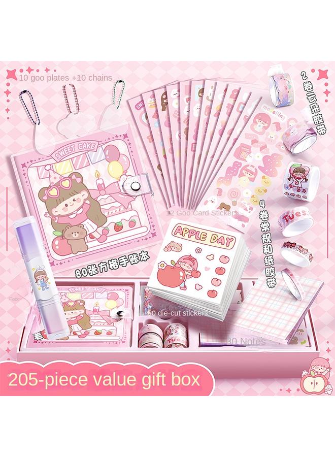 Bluejw Sticker Hand Account Suit Gift Box Full Set Of Tools With Love Primary School Students Hand Account Suit Girl Birthday Gift - Image 2