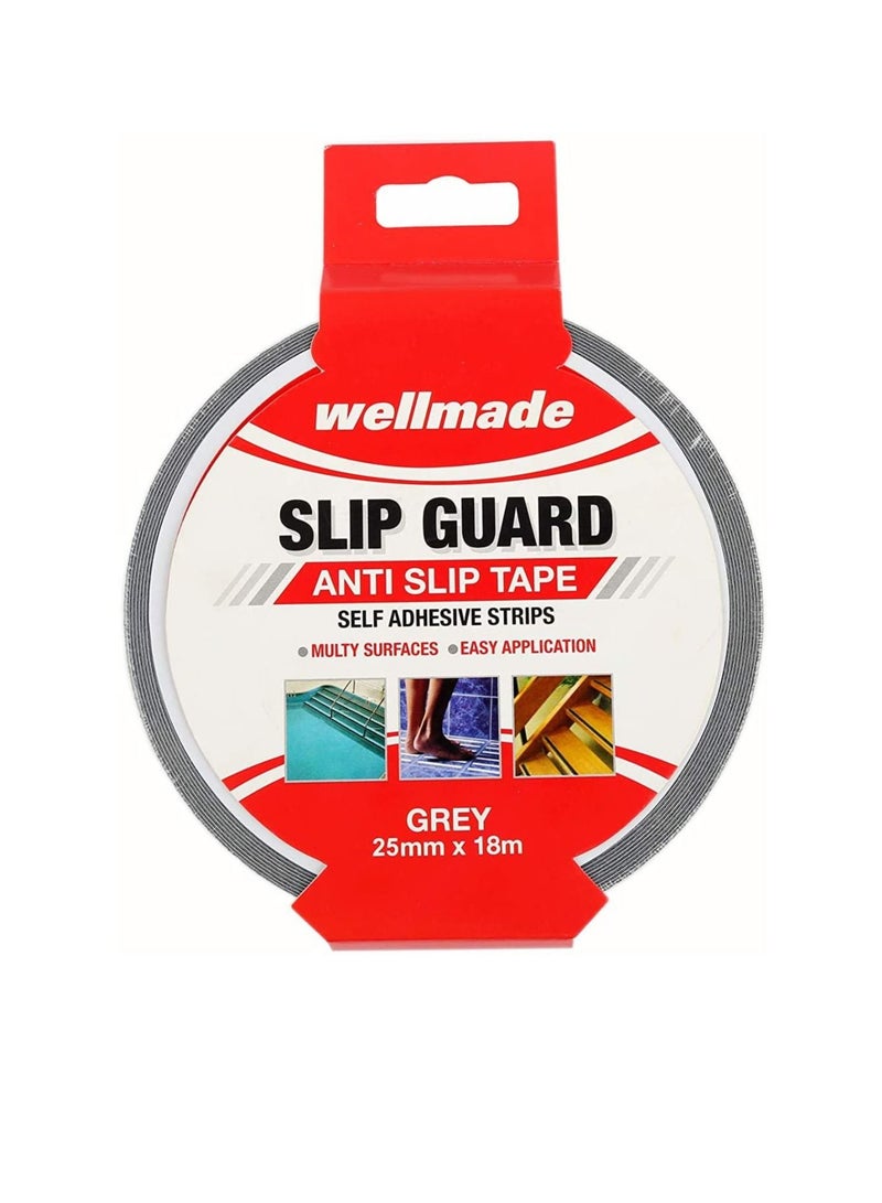 Wellmade Synthetic Fine Resilient Soft for Bare Feet Traction Anti Slip Skid Tapes 18m - Taiwan (1in, 25mm, Grey) - Image 1