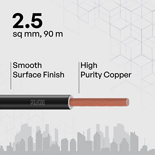 Polycab OPTIMA+ 2.5sqmm 90M coil | Flame Retardant | Lead free | 99.97% high purity copper | Rodent protection | PVC insulated housewire [Black] - Image 2