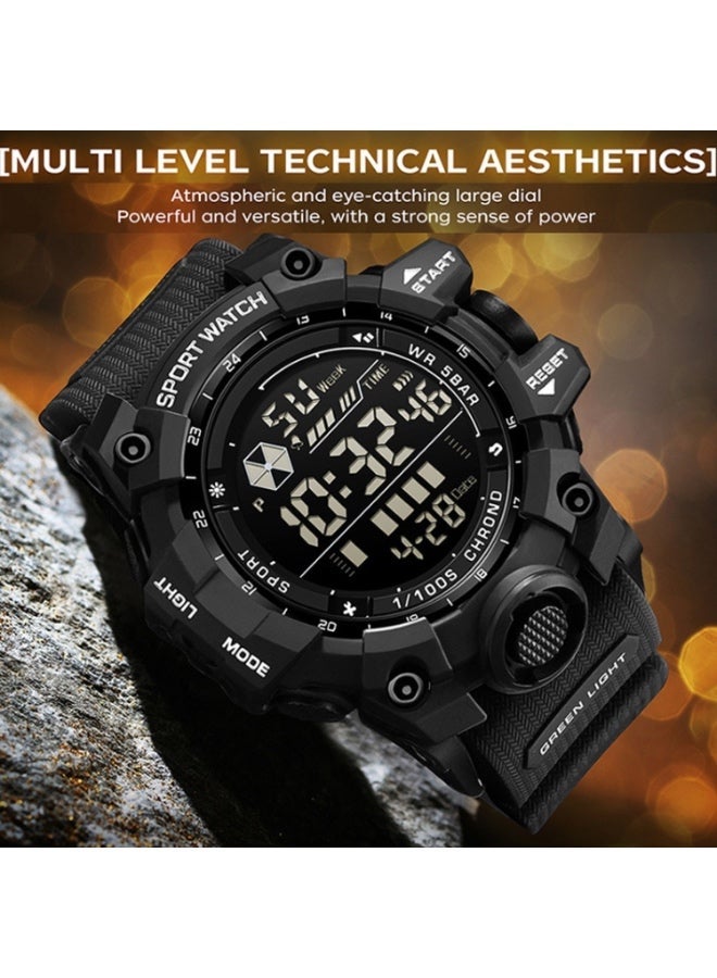 ساندا ساعة رياضية خارجية SANDA بتصميم بسيط متعددة الوظائف إلكترونية - أسود - Image 3