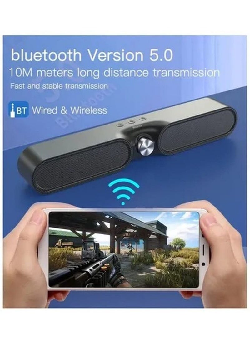 Yesido - YSW-05 DUAL HORNS BLUETOOTH 5.0 HIFI BASS STEREO SURROUND WIRELESS HANDSFREE SPEAKER SOUNDBAR WITH MIC - Image 1