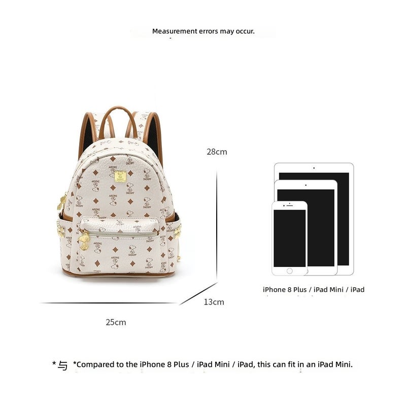 Snoopy 2026 New Style Backpack for Commute, Large Capacity, PU Leather, Fashionable Solid Color, Fits 8-inch Laptop - Image 5