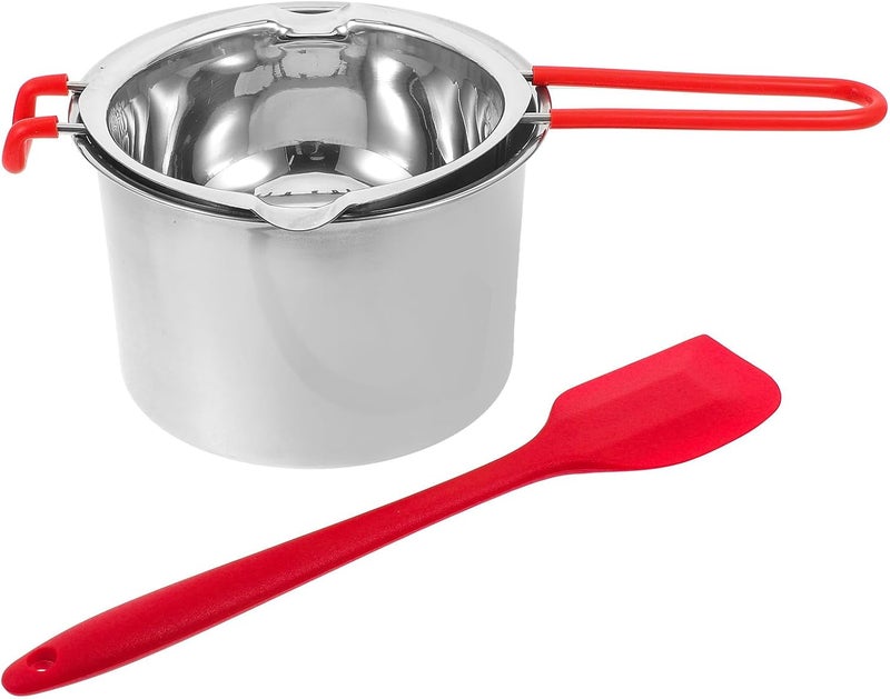 Stainless Steel Double Boiler Pot Set 600ml Large Chocolate Cheese Melting Pot with Spatula Heat-resistant Handle for Baking Candle Wax Melting Kitchen Cooking Random Color - Image 1