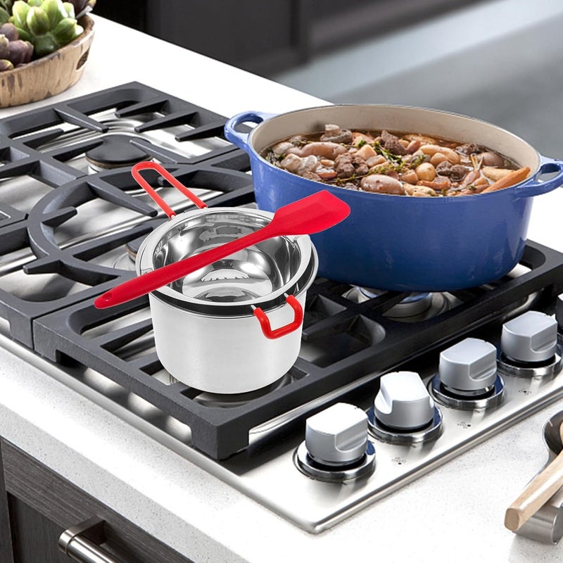Stainless Steel Double Boiler Pot Set 600ml Large Chocolate Cheese Melting Pot with Spatula Heat-resistant Handle for Baking Candle Wax Melting Kitchen Cooking Random Color - Image 5