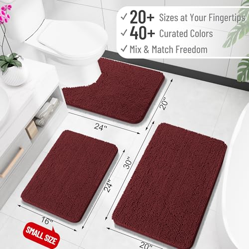 OLANLY Small Bathroom Rugs 24x16 Soft Absorbent Chenille Bath Rugs Rubber Backing Quick Dry Machine Washable Bath Mats for Bathroom Floor Tub and Shower Home Decor Accessories Andorra RedBrown - Image 3