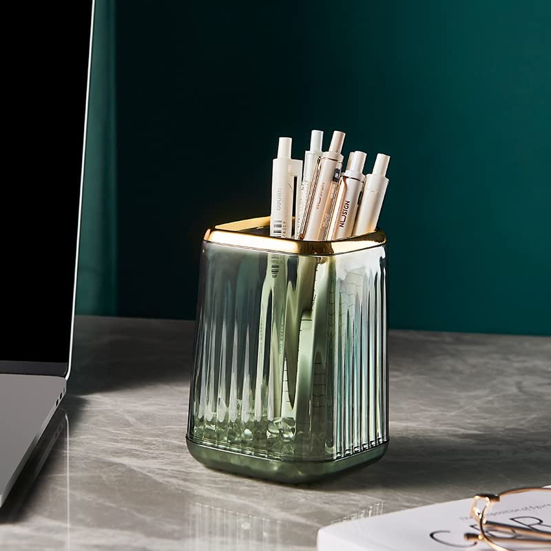 Daphilly Pen Holder for Desk,Plastic Pencil Holder,Makeup Brushes Cup, Green Pen Pencil Organizer Desktop Supplies and Desk Accessories for Women, Pen Cup Pencil Caddy for Office Home Art Supply - Image 2