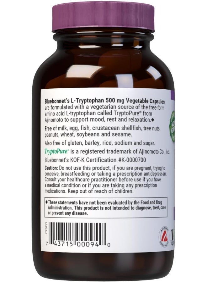 Bluebonnet مكمل غذائي L-Tryptophan 500 ملغ للبالغين - Image 3