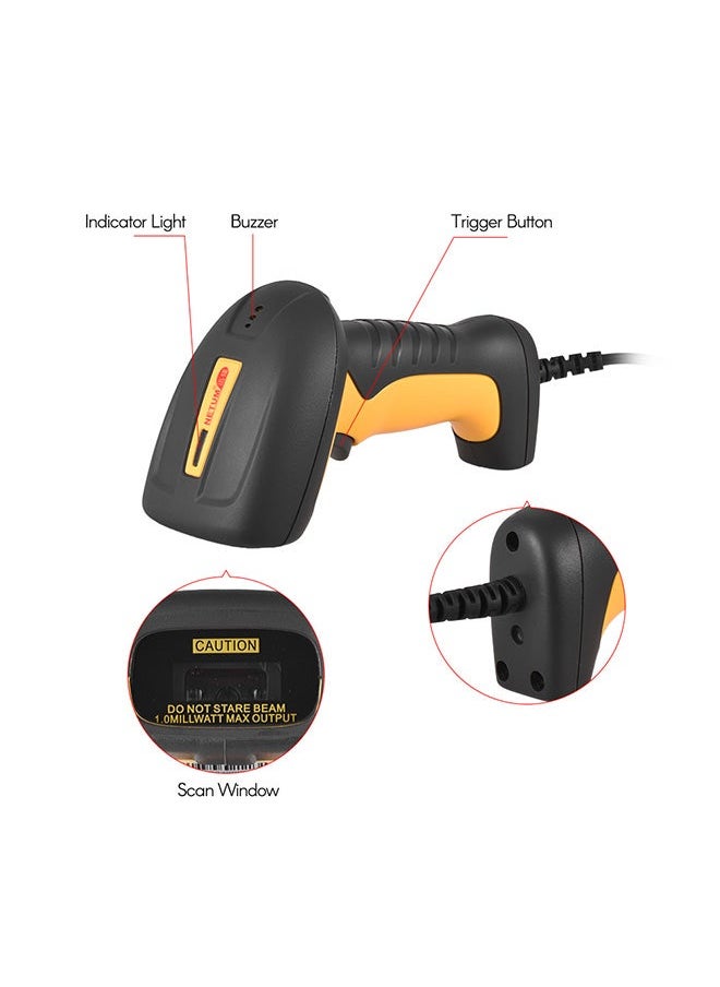 NIBEMINENT Handheld Barcode Scanner Black/Yellow  - Image 4