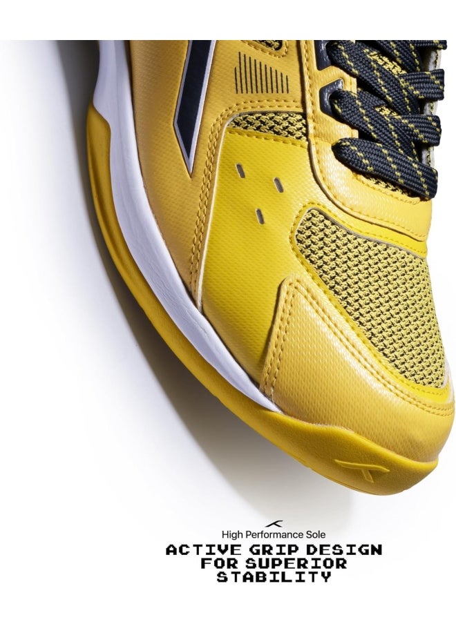 HUNDRED Raze Badminton Shoes (Non Marking) | Lightweight & Durable | X-Cushion, Active Grip Sole, Toe Assist(Yellow/Dk Grey, 11 Uk)  - Image 5