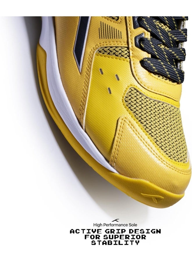 Hundred Raze Badminton Shoes (Non Marking) | Lightweight & Durable | X-Cushion, Active Grip Sole, Toe Assist (Yellow/Dark Grey, - Premium Accessories for Performance, Durability and Everyday Use - Image 2