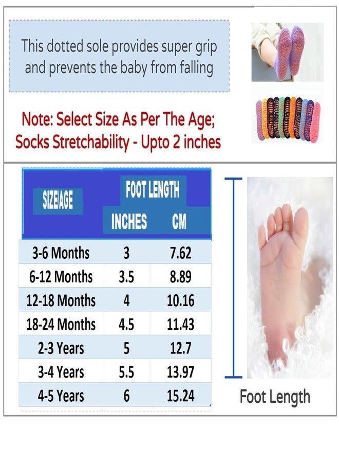 NEOBABY Cotton Blend Dotted Anti Slip Grip Regular Socks For 1 Year to 5 Years Kids Boys & Girls (Assorted/Random Designs) - Image 5