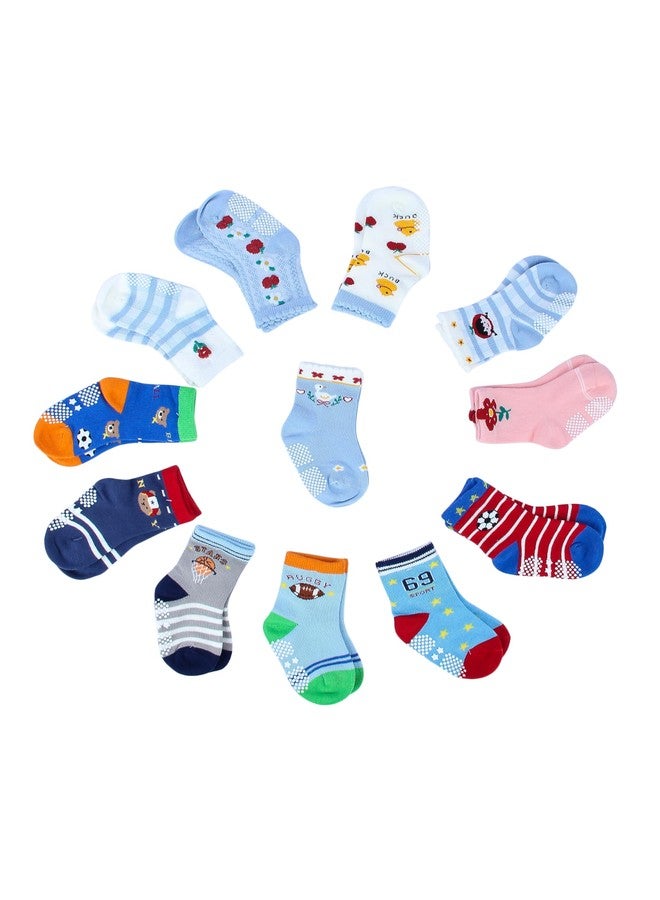 NEOBABY Cotton Blend Dotted Anti Slip Grip Regular Socks For 1 Year to 5 Years Kids Boys & Girls (Assorted/Random Designs) - Image 2