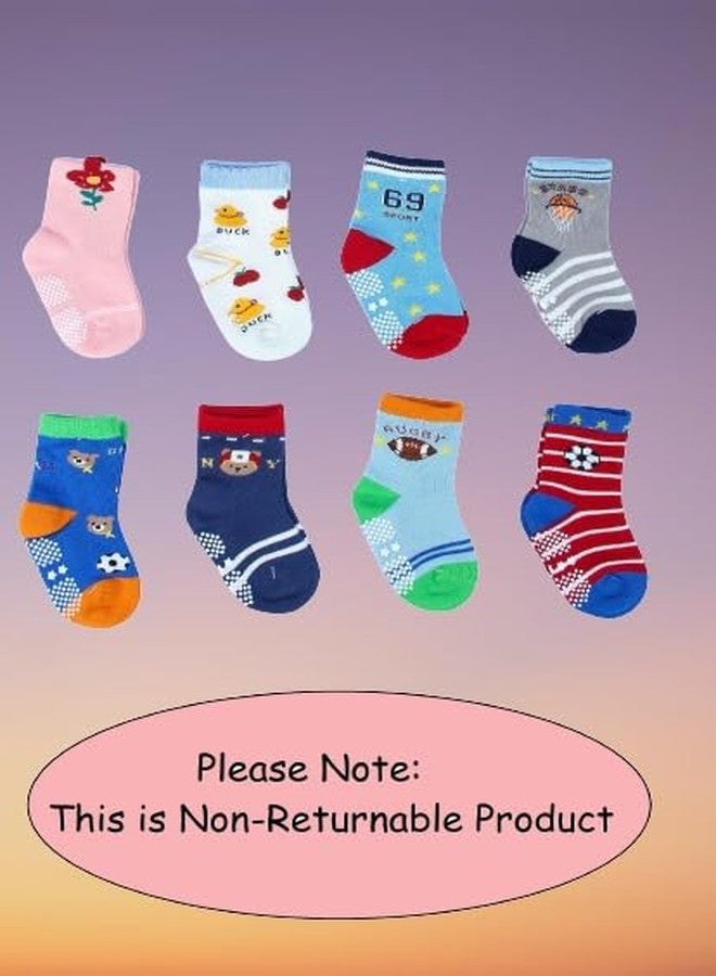 NEOBABY Cotton Blend Dotted Anti Slip Grip Regular Socks For 1 Year to 5 Years Kids Boys & Girls (Assorted/Random Designs) - Image 3