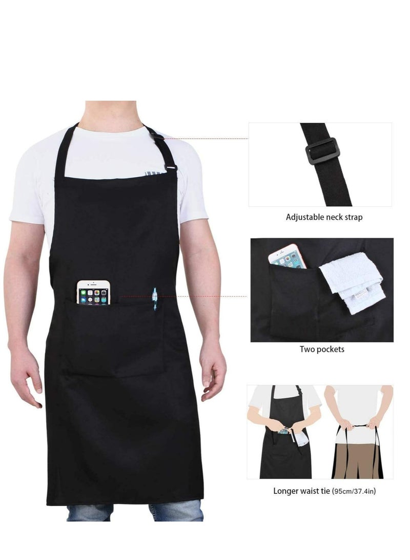 ليفقورا مريول طهي للرجال والنساء، احترافي للطبخ مع جيوب، قابل للتعديل، مريول ذو جيب، مقاوم للماء والزيت، قطعة واحدة، باللون الأسود. - Image 4