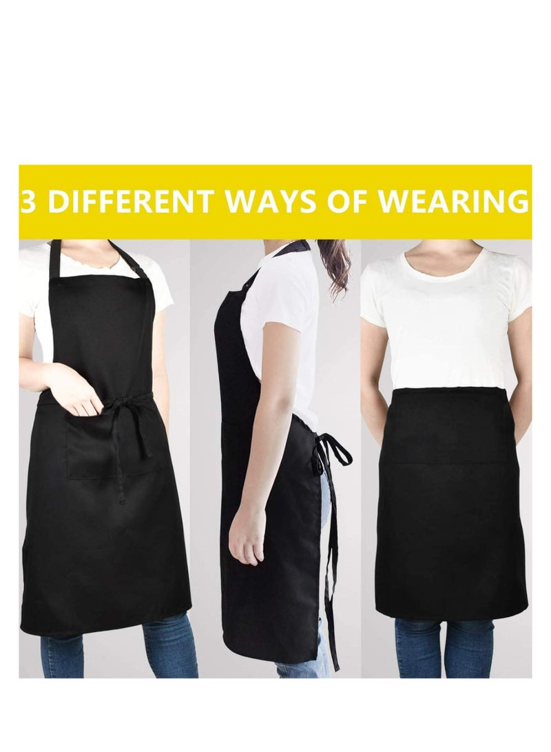 ليفقورا مريول طهي للرجال والنساء، احترافي للطبخ مع جيوب، قابل للتعديل، مريول ذو جيب، مقاوم للماء والزيت، قطعة واحدة، باللون الأسود. - Image 5