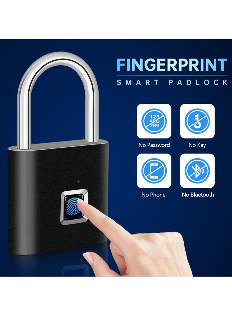 Kerui Smart Fingerprint Padlock, Keyless Usb Charging Fingerprint Lock, Waterproof Fast Unlocking Biometric Thumbprint Lock,  Portable Anti Theft Door Lock For Home Office, (1pc, Silver)  - Image 2