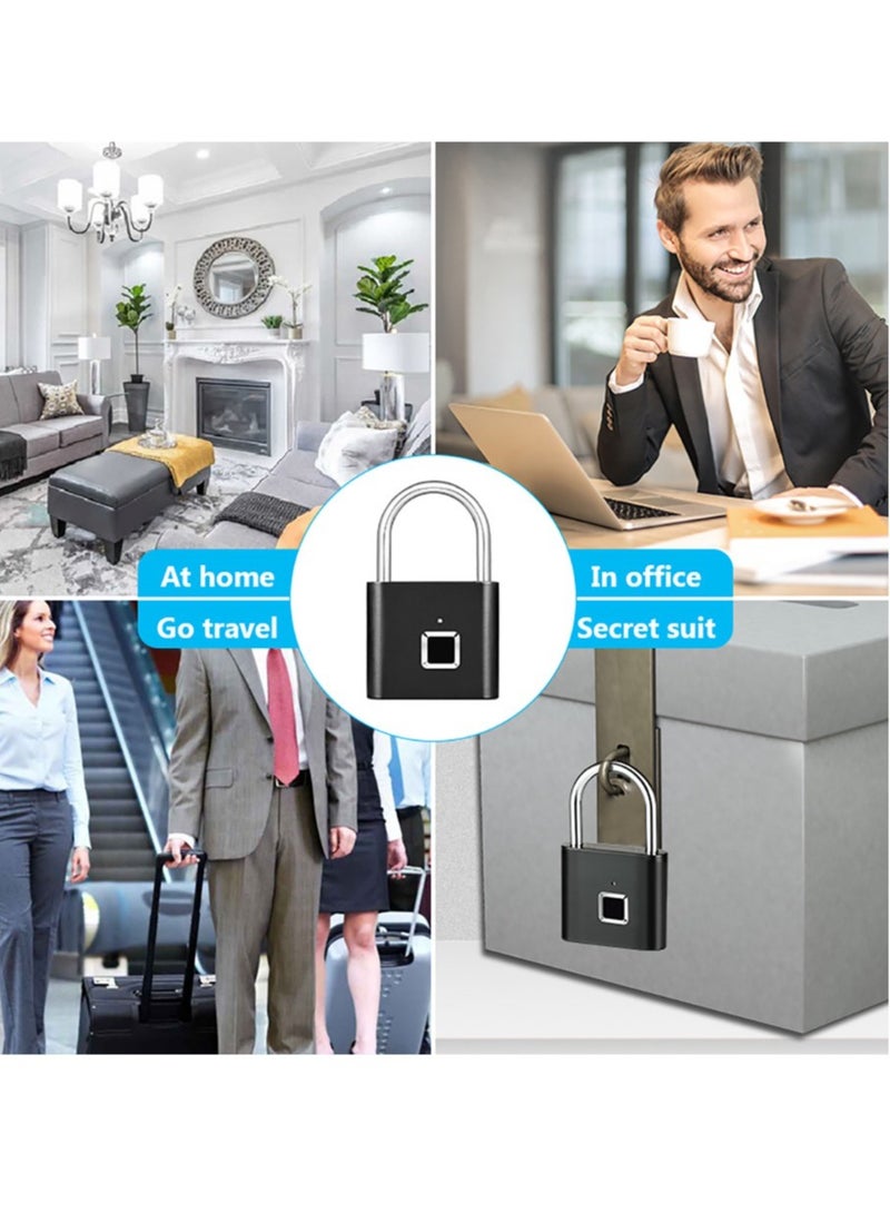 Kerui Smart Fingerprint Padlock, Keyless Usb Charging Fingerprint Lock, Waterproof Fast Unlocking Biometric Thumbprint Lock,  Portable Anti Theft Door Lock For Home Office, (1pc, Silver)  - Image 5