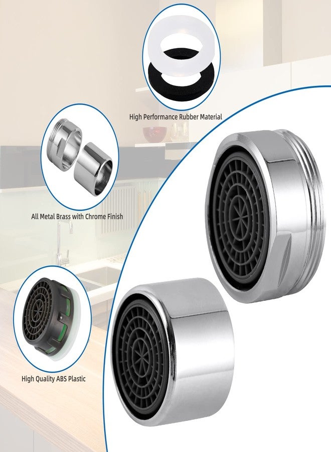 Hibbent 4 Pack Faucet Aerator, Solid Brass Kitchen Sink Faucet Aerator Shell and Built-in Filter, 2 Pack 15/16 Male Thread with 2 Pack 55/64 Female Thread Bathroom Aerator Faucet Filter, Chrome Finish - Image 2