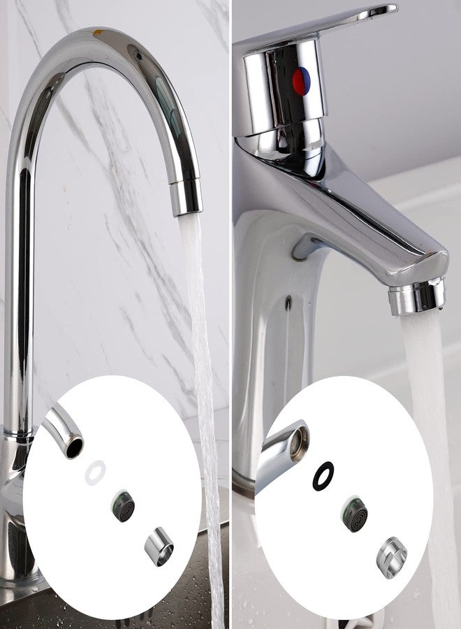 Hibbent 4 Pack Faucet Aerator, Solid Brass Kitchen Sink Faucet Aerator Shell and Built-in Filter, 2 Pack 15/16 Male Thread with 2 Pack 55/64 Female Thread Bathroom Aerator Faucet Filter, Chrome Finish - Image 5