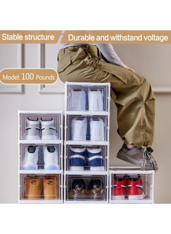 GGEROU - 3Pcs Shoe Box, Folding Shoe Cabinet,Shoe Box Storage Transparent, Stackable Shoe Storage Boxes, 34.5 * 25.5 * 19.5cm - Image 1